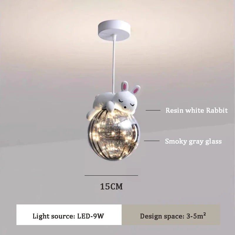 White Bear Bunny Pendant Light