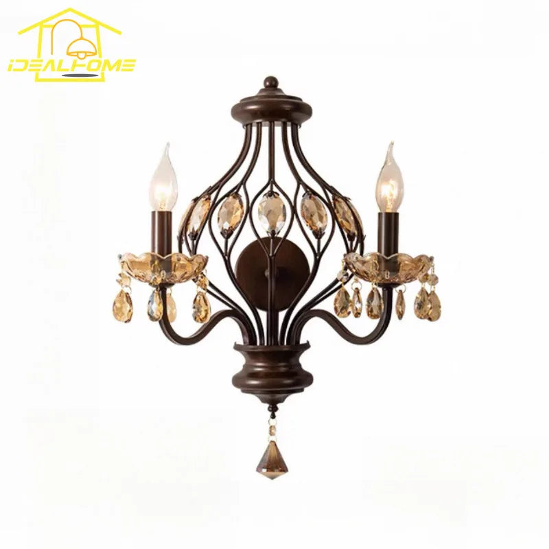 DecorBites™ Crystal Candle Wall Lamp LED E14 Iron Art Living Room Bedroom Bar