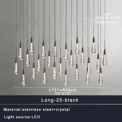 DecorBites™ Crystal Water-drop Chandelier Light Fixture - Luxury Stairwell Decor