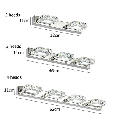 DecorBites™ Crystal LED Mirror Light: Modern Bathroom Wall Sconce Stainless Steel Lighting Fixtures
