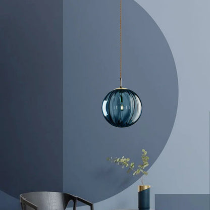 Nordic Glass Globe Pendant Light With Iron Finish
