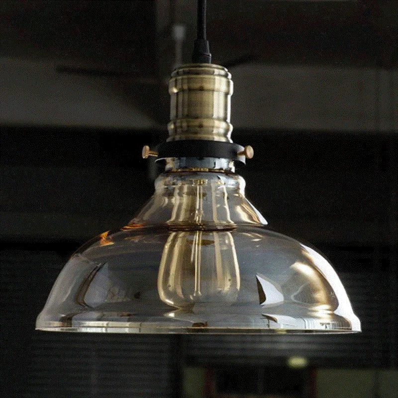 Nordic Vintage Glass Pendant Light in Clear or Amber