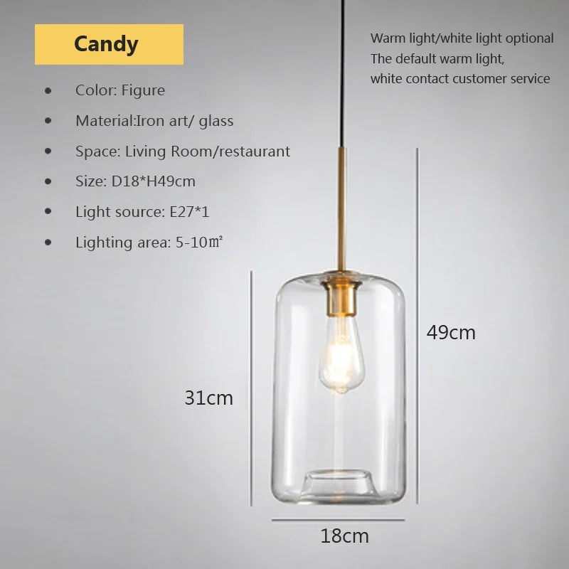 DecorBites™ Industrial Loft Glass Pendant Light for Kitchen Restaurant Decor