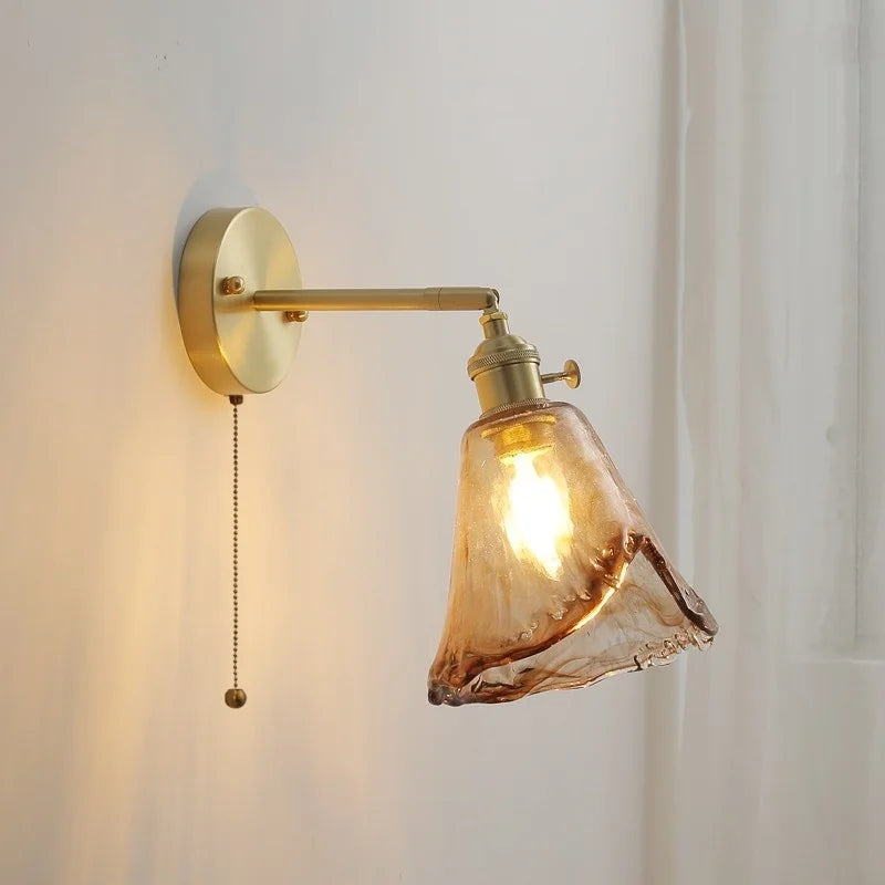 DecorBites™ Glass Copper LED Wall Lamp Sconce for Corridor Bedroom Living Room