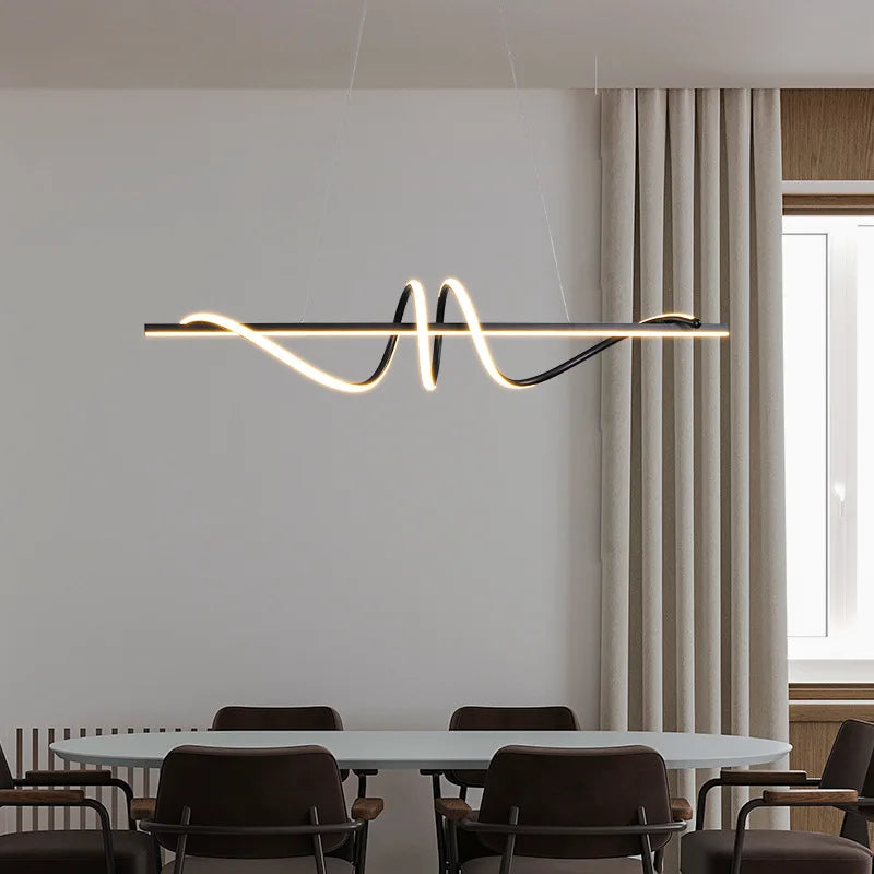 Black LED Pendant Light 120cm 68W Dimmable
