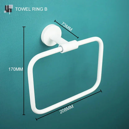 DecorBites™ Bathroom Accessory Set: Towel Rack, Toilet Brush, Paper Holder, Toothbrush Holder, Soap Tray