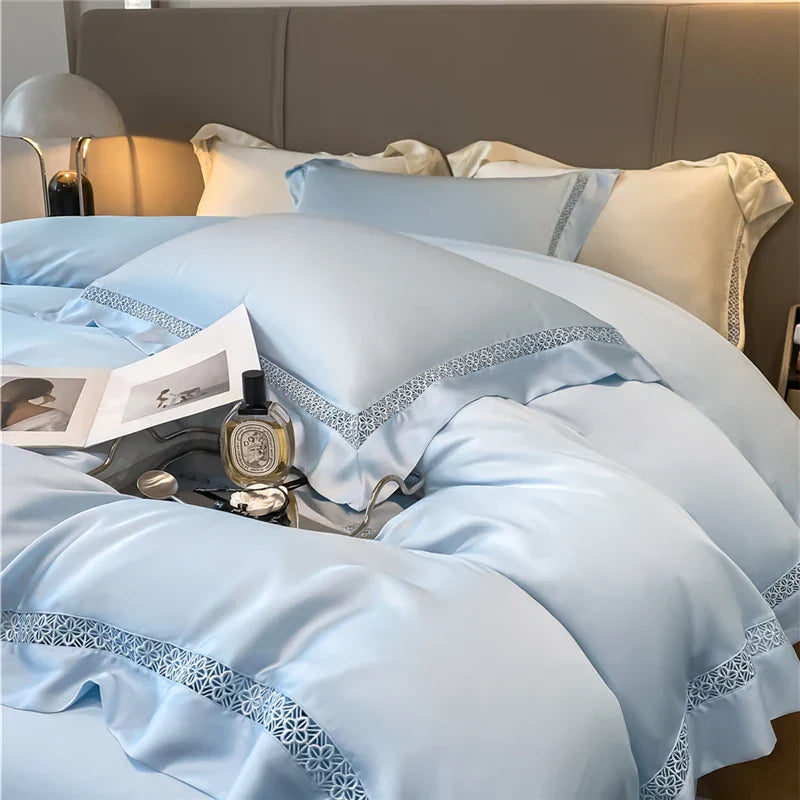 DecorBites™ Eucalyptus Fiber Lace Bedding Set for Soft, Silky & Cool Skin-friendly Comfort