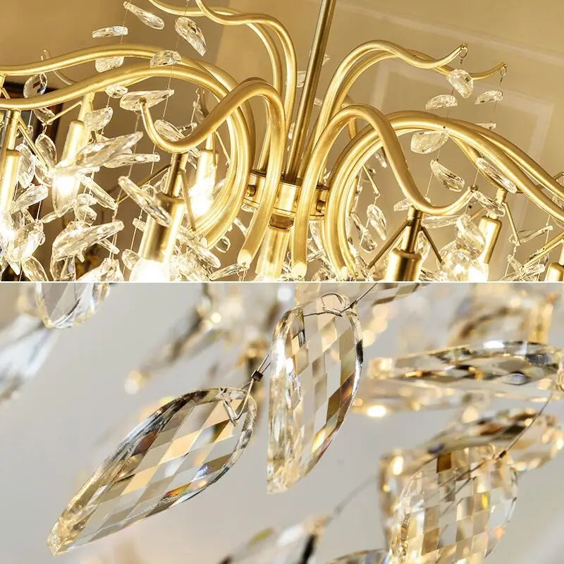Gold Crystal Ceiling Chandelier 13-Head Premium