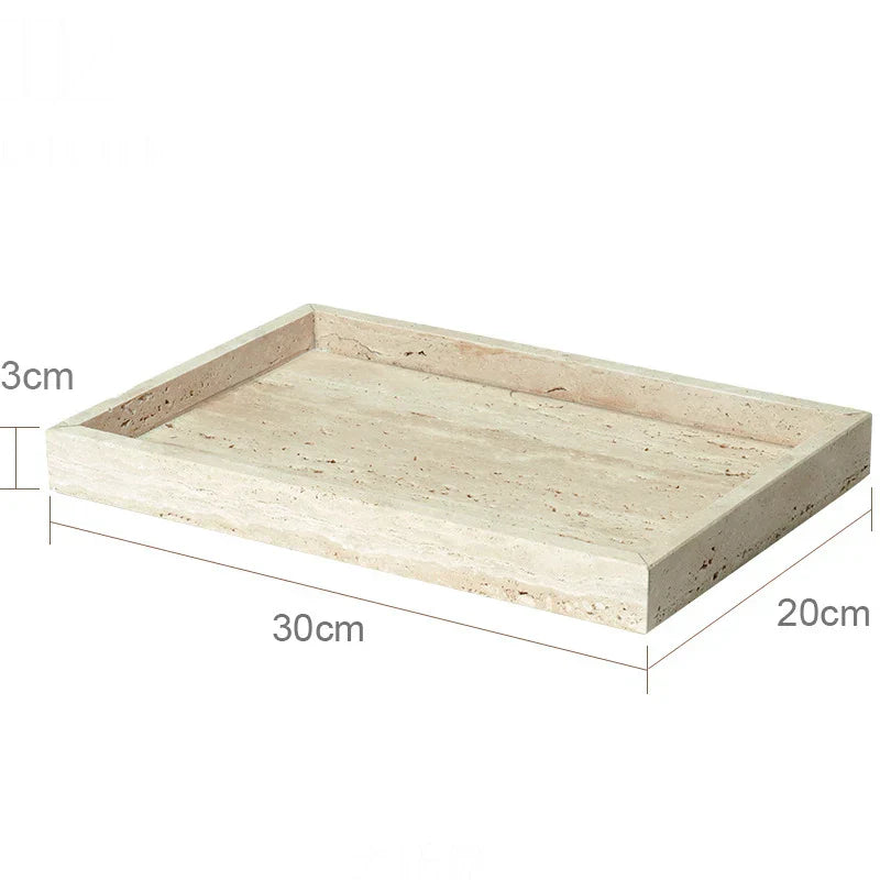 DecorBites™ Beige Travertine Marble Bathroom Accessories Set - Soap Dispenser, Soap Dish, Reed Diffuser