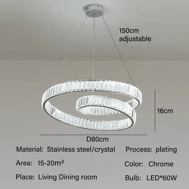 DecorBites™ Crystal LED Pendant Lights: Modern Luxury Chandelier for Living and Dining Rooms
