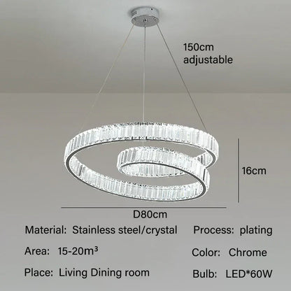 DecorBites™ Crystal LED Pendant Lights: Modern Luxury Chandelier for Living and Dining Rooms