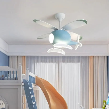 DecorBites™ Kids' Helicopter Ceiling Fan with LED Light Chandelier - Modern Aircraft Design