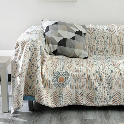 DecorBites™ Cotton Sofa Throw Blanket | Four Seasons Gauze Cushion Cover & Bedspread