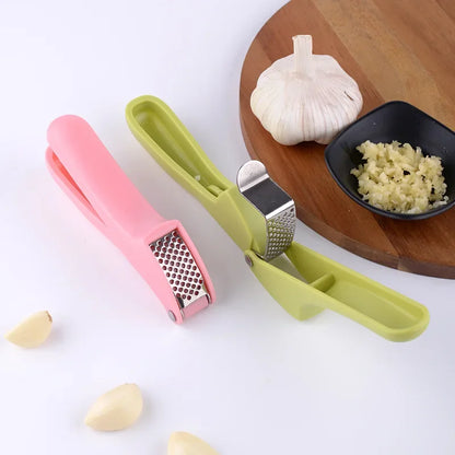 DecorBites™ Garlic Rammers: Manual Zinc-Alloy Press for Multifunctional Cuisine - Peel, Press, & Squeeze