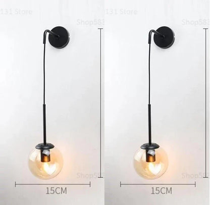 DecorBites™ Glass Ball Wall Lamp: Nordic Modern LED Lighting for Living Room, Bedroom, and Corridor