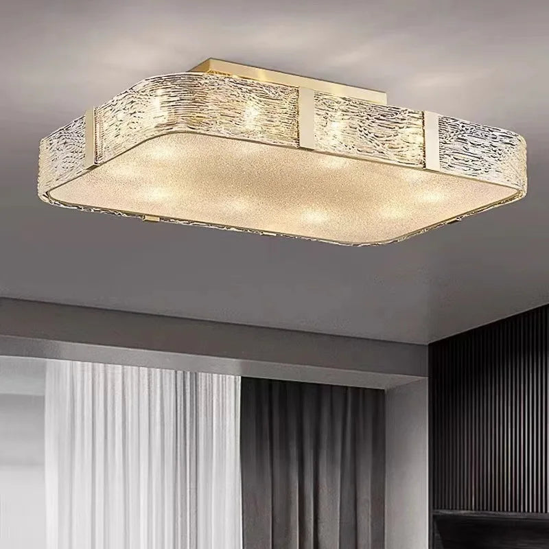 Gold Glass Suspension Chandelier