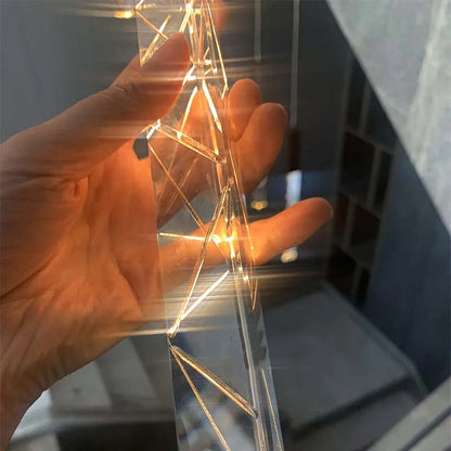 DecorBites™ Crystal LED Chandelier: Modern Luxury Staircase & Living Room Hanging Lamp