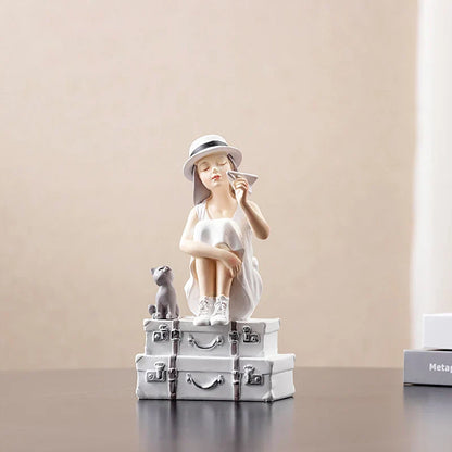 DecorBites™ Kawaii Girl Figurine Sculpture for Room Decor and Desk Accessories