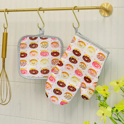 DecorBites™ Cotton Kitchen Baking Microwave Gloves for Heat Resistant Baking Oven Safety