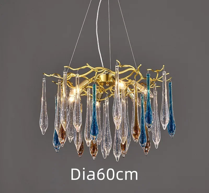 Gold LED Branch Chandelier Aluminum Dia100cm