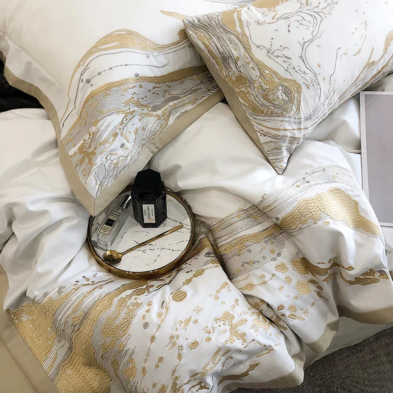 DecorBites™ Egyptian Cotton Luxury Bedding Set Quilt Cover Pillow Shams Bedclothes
