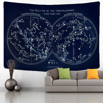 DecorBites™ Cosmic Constellation Compass Tapestry: Abstract Psychedelic Witchcraft Wall Hanging
