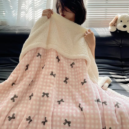 DecorBites™ Cozy Fleece Blanket | Multi-Use Office & Home Shawl | Soft & Warm Blanket