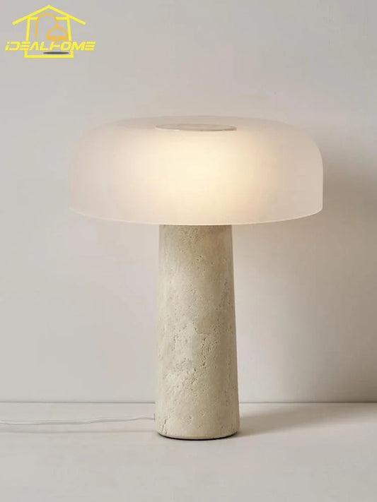 DecorBites™ Cream Wind Mushroom Desk Lamp LED Marble Art Decor Living Study Decor