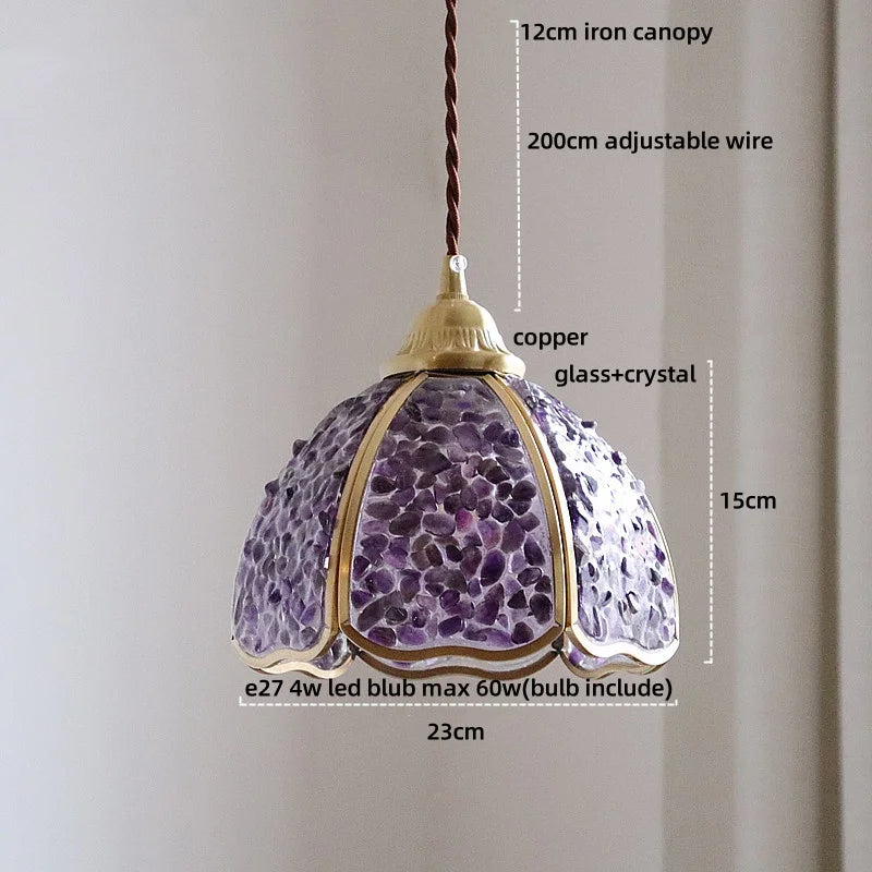 DecorBites™ Crystal Glass LED Pendant: Tiffany Style Hanging Light for Living Room