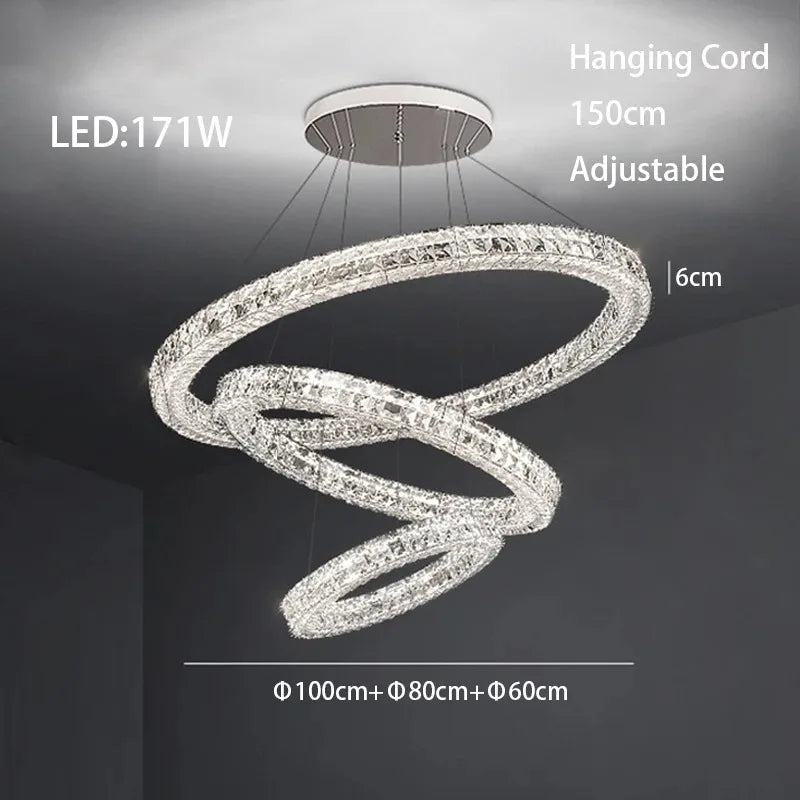 DecorBites™ Crystal LED Chandelier: Modern Luxury Chrome Steel & Clear K9 Crystal Lighting
