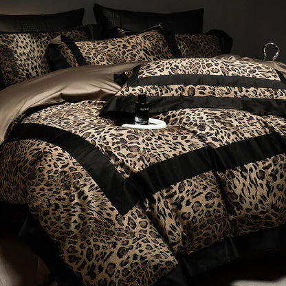 DecorBites™ Leopard Print Luxury Bedding Set - Queen/King Size Duvet Cover, Sheet, Pillowcases