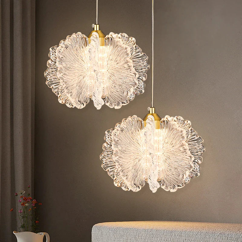 Nordic French Cream Acrylic Flower Pendant Light