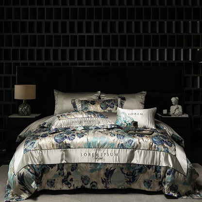 DecorBites™ Luxe Brocade Jacquard Bedding Set with Egyptian Cotton & Embroidery