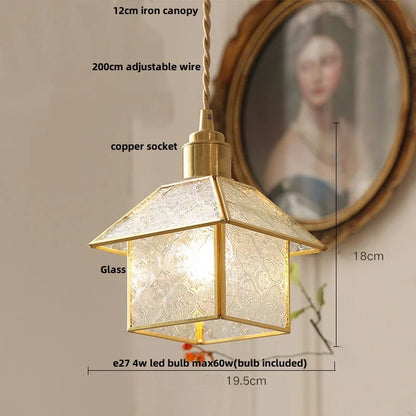 DecorBites™ Cube Glass LED Pendant Light: Modern Copper Hanging Lamp for Bedroom, Restaurant, Hallway