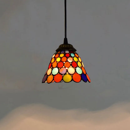 Mediterranean Mosaic Stained Glass Pendant Light