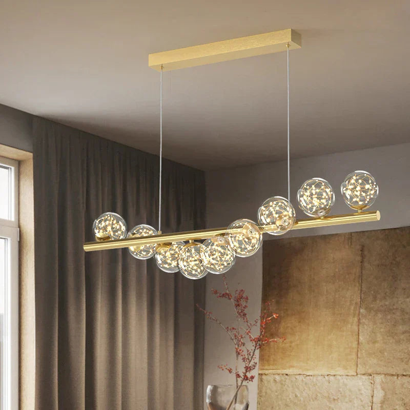 DecorBites™ Glass Ball Gold Chandelier: Nordic Style Dining Room Kitchen Lighting