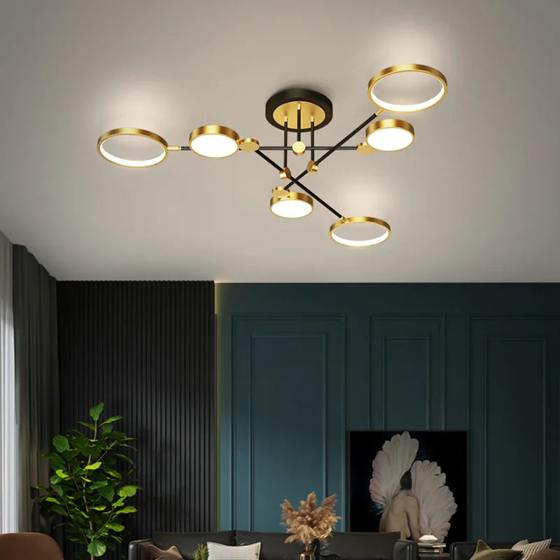 Minimalist Gold Black Chandelier