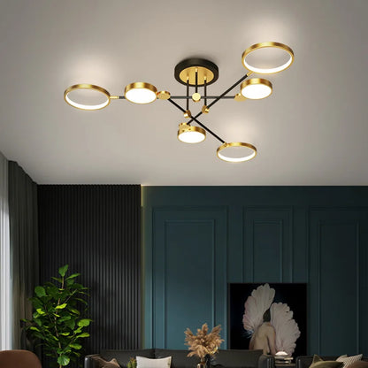Minimalist Gold Black Chandelier