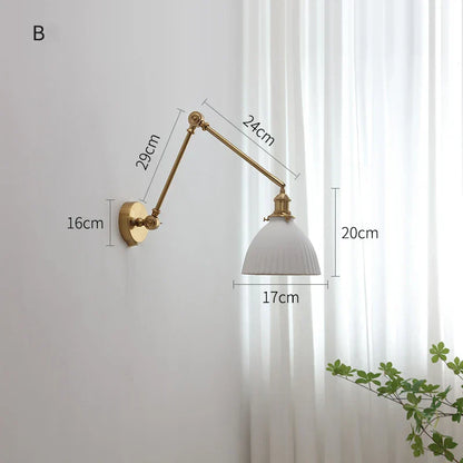 DecorBites™ Copper Swing Arm Wall Lights Sconce Up Down LED Modern Ceramic Lampshade