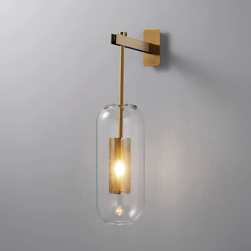 Gold Glass Bathroom Sconce With Clear Shades