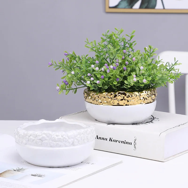 Gold Edge Ceramic Planter