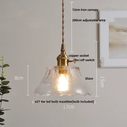 DecorBites™ Glass Copper LED Pendant Lamp with Wire Adjustment & Knob Switch