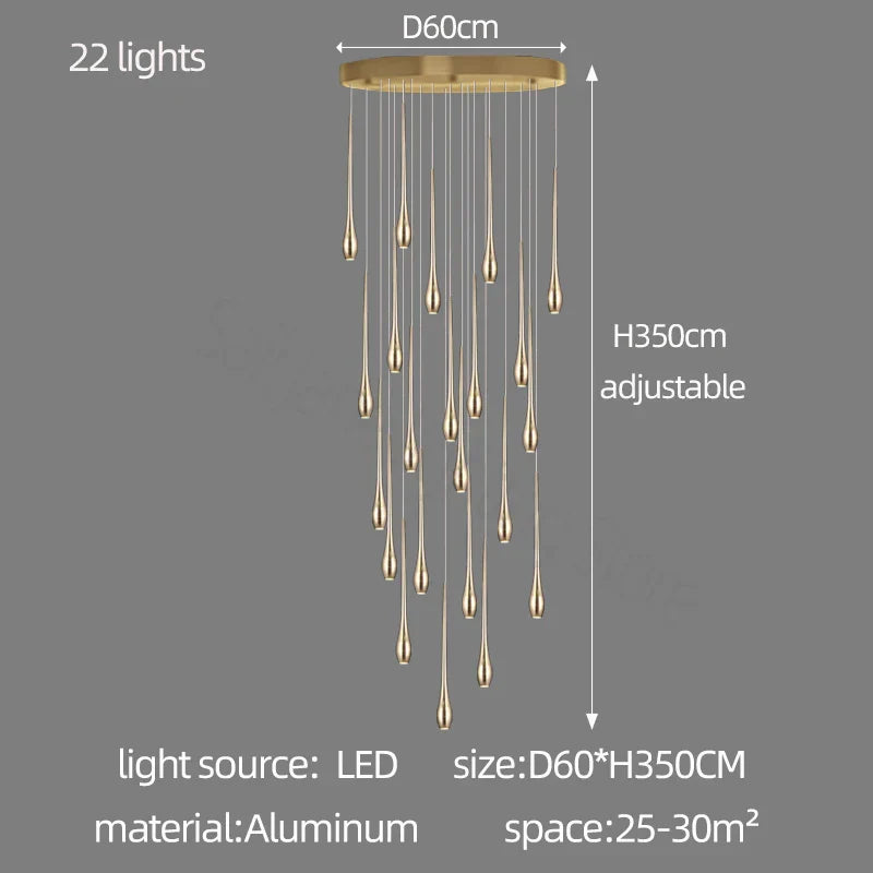 DecorBites™ Gold-Plated LED Chandelier for Luxury Living Room and Restaurant