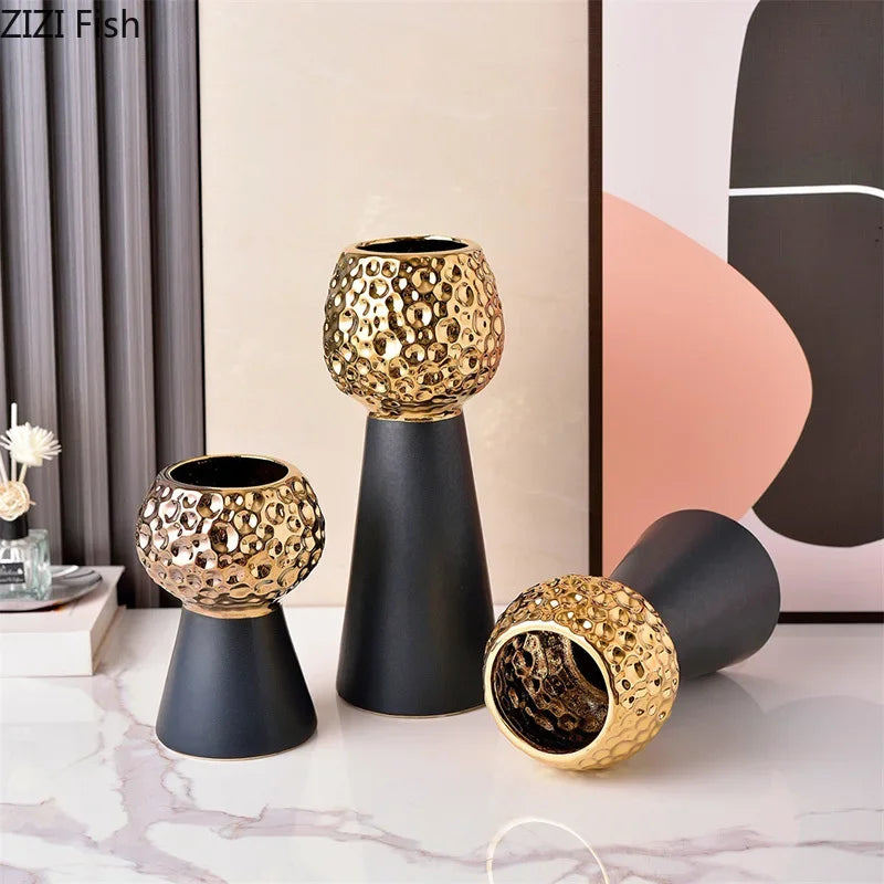 Gold Hammer Ceramic Vase
