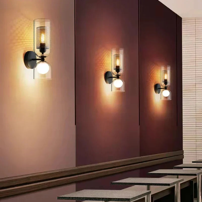 DecorBites™ Clear Glass Wall Light Sconce, Modern Bathroom Bedroom Foyer Lighting Fixtures