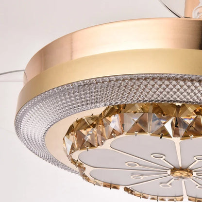 DecorBites™ Crystal Invisible Fan Lamp 42-Inch European Living Room Ceiling Fan Chandelier