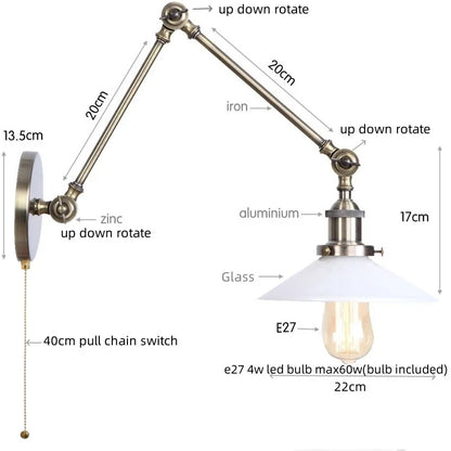 DecorBites™ Industrial Adjustable LED Wall Sconce with Clear Glass Shade