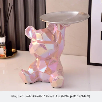 DecorBites™ Geometric Bear Piggy Bank Key Tray Cosmetic Bookshelf Statue & Storage Box