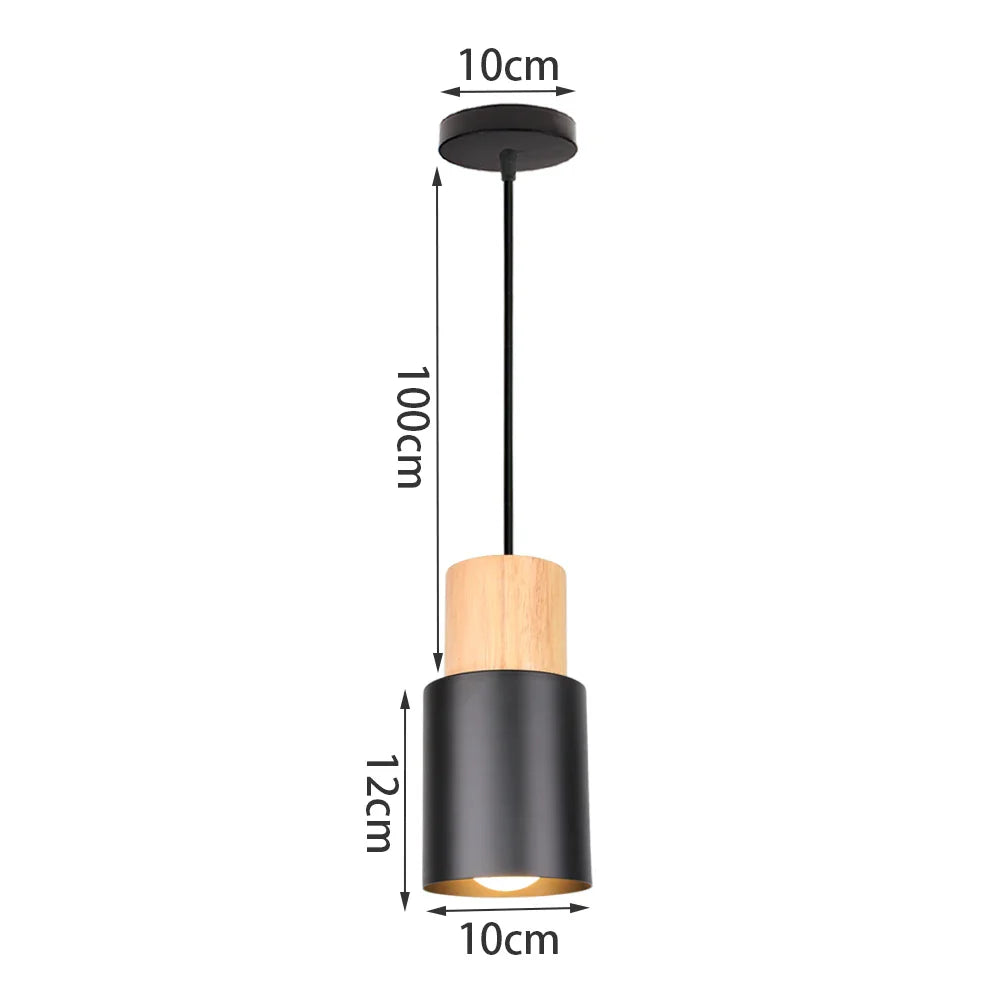 Black Wood Industrial Pendant Light