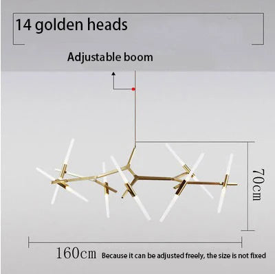 Black Gold LED Pendant 16-Head Dual-Tone